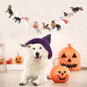 Halloween Dog Garland - Halloween Spooky Dogs Banner, Cute Witch Hat Pumpkin Puppy Dog Hanging Banner, Halloween Puppy Theme Wall Decor