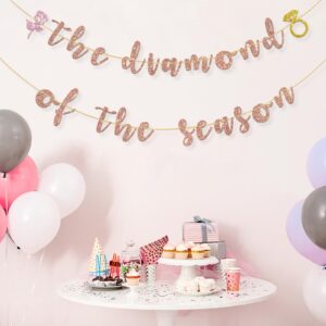 KakaSwa Tea Party Bridal Shower Banner, The Diamond of The Season Banner for High Tea Party Supplies, Bridal Shower Garden Party Decorations, Rose Gold Glitter