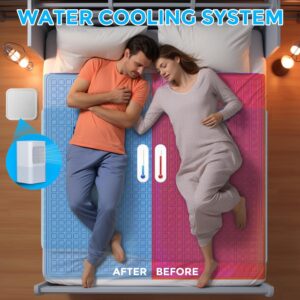 Bed Cooling System - Newest Water Cooling Mattress Pad with Water Cooling System, Portable Chiller with Remote Control, PVC Chilled Mattress Topper and Small PVC Pillow - 63" L x 28" W