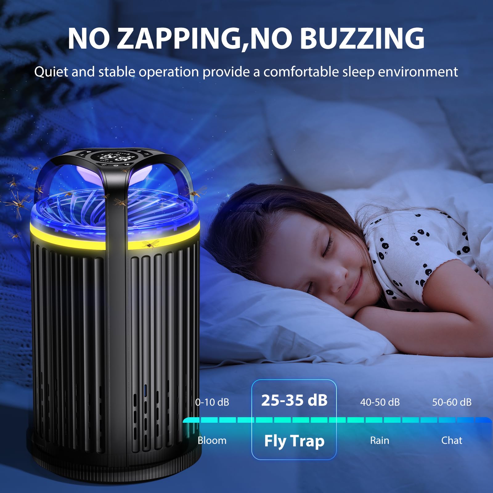 Fruit Fly Traps for Indoors, Upgraded Indoor Fly Trap with UV＆Blue Bug Light,Gnat Traps for House Indoor Bug Zapper Flying Insect Trap for Fruit Flies, Gnats,Plants Moths with 10 PCS Refill (Black)