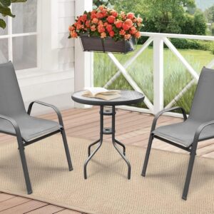 SONGBATE Large Patio Bistro Set 36" Table & 2 Chairs | Modern Metal Frame with Textilene Fabric | Stylish Outdoor Dining & Conversation Furniture (Extra Large)