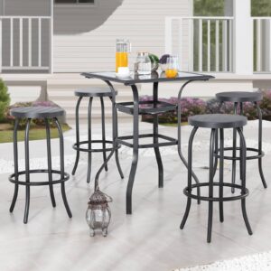 PatioFestival Patio Bar Stools Set of 4 Outdoor Counter Height Round Seat Bar Stool 29" Modern Backless Bar Chairs