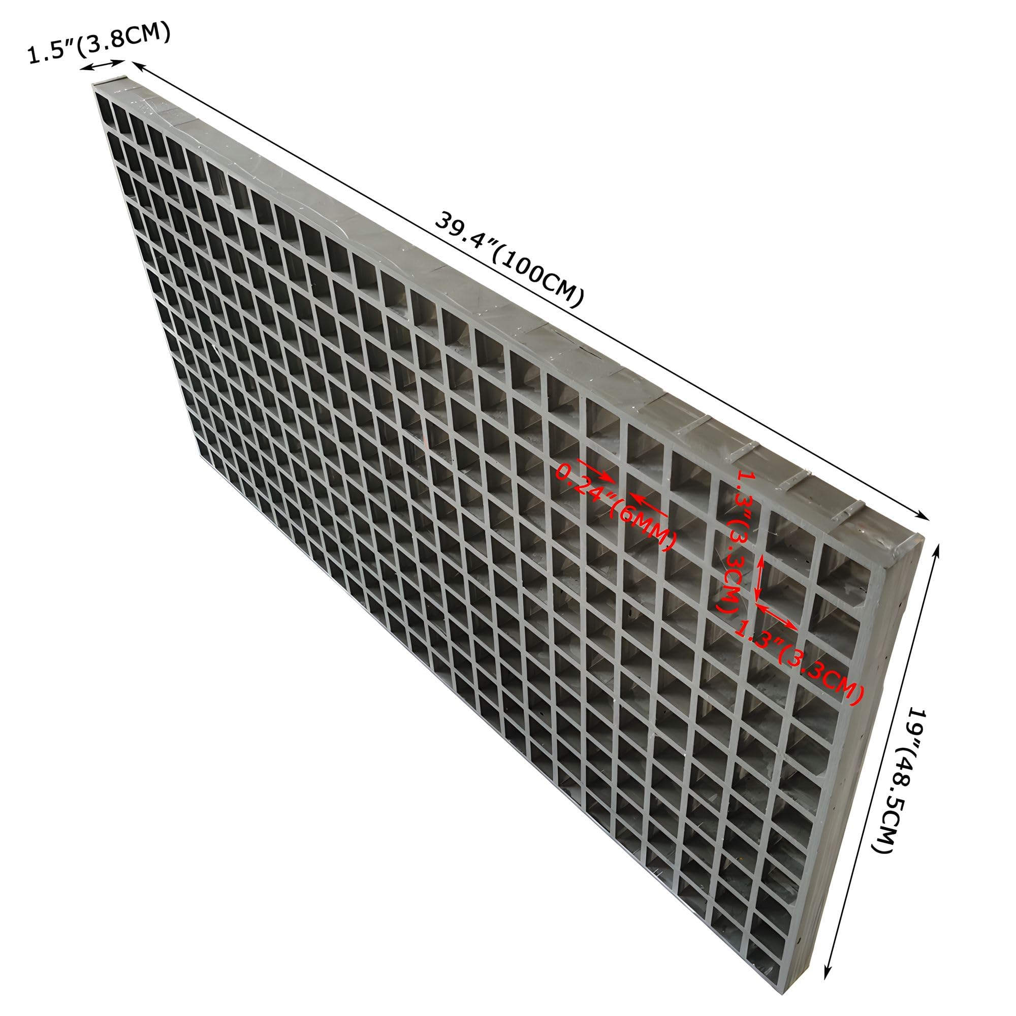 Banfluxion 39.4"x19" Gray FRP Grating Rectangular Fiberglass Floor Grating 1.5" Thickness 0.5 tons Bearing Capacity