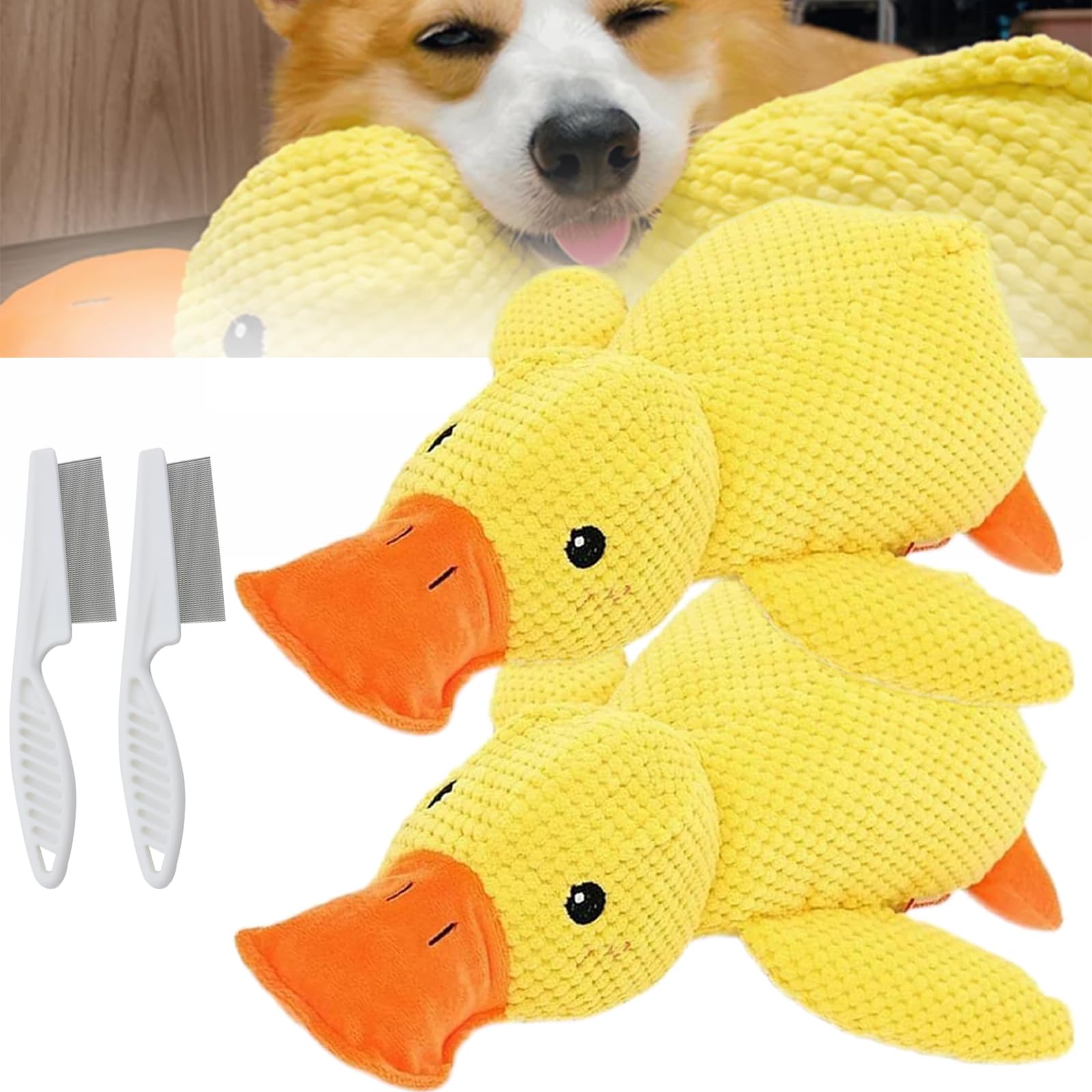 bokando Noovelo-Noovelo Calming Duck Toy, Calming Duck Dog Toy, Calming Duck Dog Toy Bright Yellow, Calming Duck Toy for Dogs, Best Friends Calming Duck Toy, Mellow Dog Calming Duck (Yellow+Yellow)