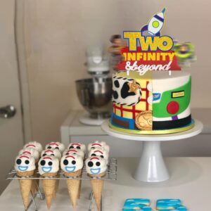 Two Infinity and Beyond Cake Topper Toy Cake Toppers 2nd Birthday for Boy Girl Two Infinity and Beyond Birthday Decorations Story Party Supplies