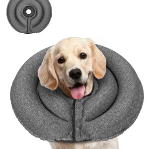 MIDOG Dog Cone Collar for Large Medium Dogs, Soft Inflatable Dog Cone Alternative After Surgery, Adjustable Protective Recovery Cone - Alternative E Collar Does Not Block Vision (Gray, L, Patented)