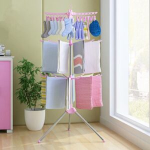 Nikou Clothes Drying Rack, Large 3-Tier Foldable Drying Rack Clothing(67H x 27W x 27L Inches), Movable Drying Rack. Multifunctional Stainless Steel Laundry Drying Rack, White