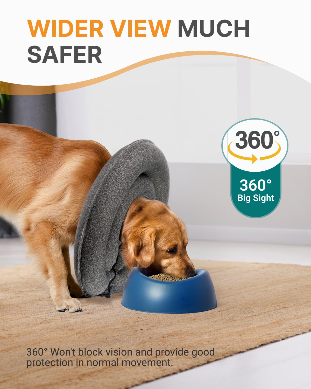 MIDOG Dog Cone Collar for Large Medium Dogs, Soft Inflatable Dog Cone Alternative After Surgery, Adjustable Protective Recovery Cone - Alternative E Collar Does Not Block Vision (Gray, L, Patented)