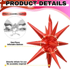 HILAVO 6PCS Star Balloons, 22Inch Huge Hot Pink Red Pink Explosion Star Balloon Foil Spike Balloons Star Cone Balloons for Girls Women Birthday Bridal Shower Valentine's Day Party Decorations