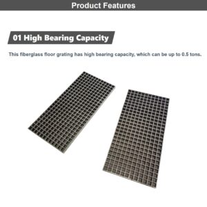 Banfluxion 39.4"x19" Gray FRP Grating Rectangular Fiberglass Floor Grating 1.5" Thickness 0.5 tons Bearing Capacity