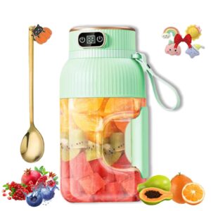 yulyoie multifunctional portable juicer cup with digital display, 2024 new portable smoothie blender on the go, portable blender usb rechargeable, household fruit vegetable cup blender (green 1 lid)