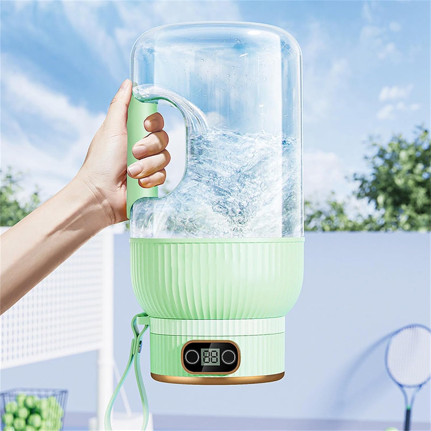 Yulyoie Multifunctional Portable Juicer Cup With Digital Display,Vaboer Portable Juicer,Zhemi Portable Blender, Wireless Portable Blender Rechargeable For Juice, Milkshake (green-600ml)