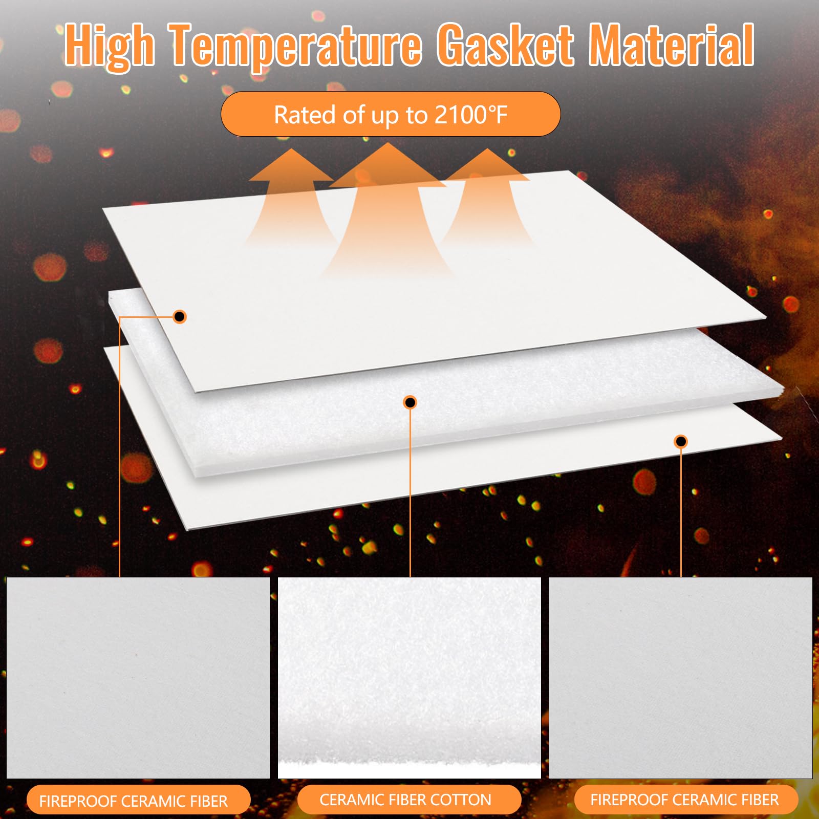 4 Pcs High Temperature Gasket Paper, Ceramic Fiber Gasket Material Fireproof Insulation Sheet for Pellet Stove, Wood Stove, Kiln, Boiler, Forge, RV Furnace Gaskets DIY Cut, 7" x 10" x1/4" Thick