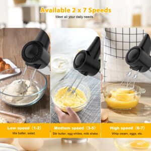 Cordless Hand Mixer, Digital Display 7 Speed Rechargeable Electric Mixer Handheld with 6 Stainless Steel Attachments Whisks Beaters Dough Hooks & Storage Base, Kitchen Blender for Baking, Eggs, Cakes