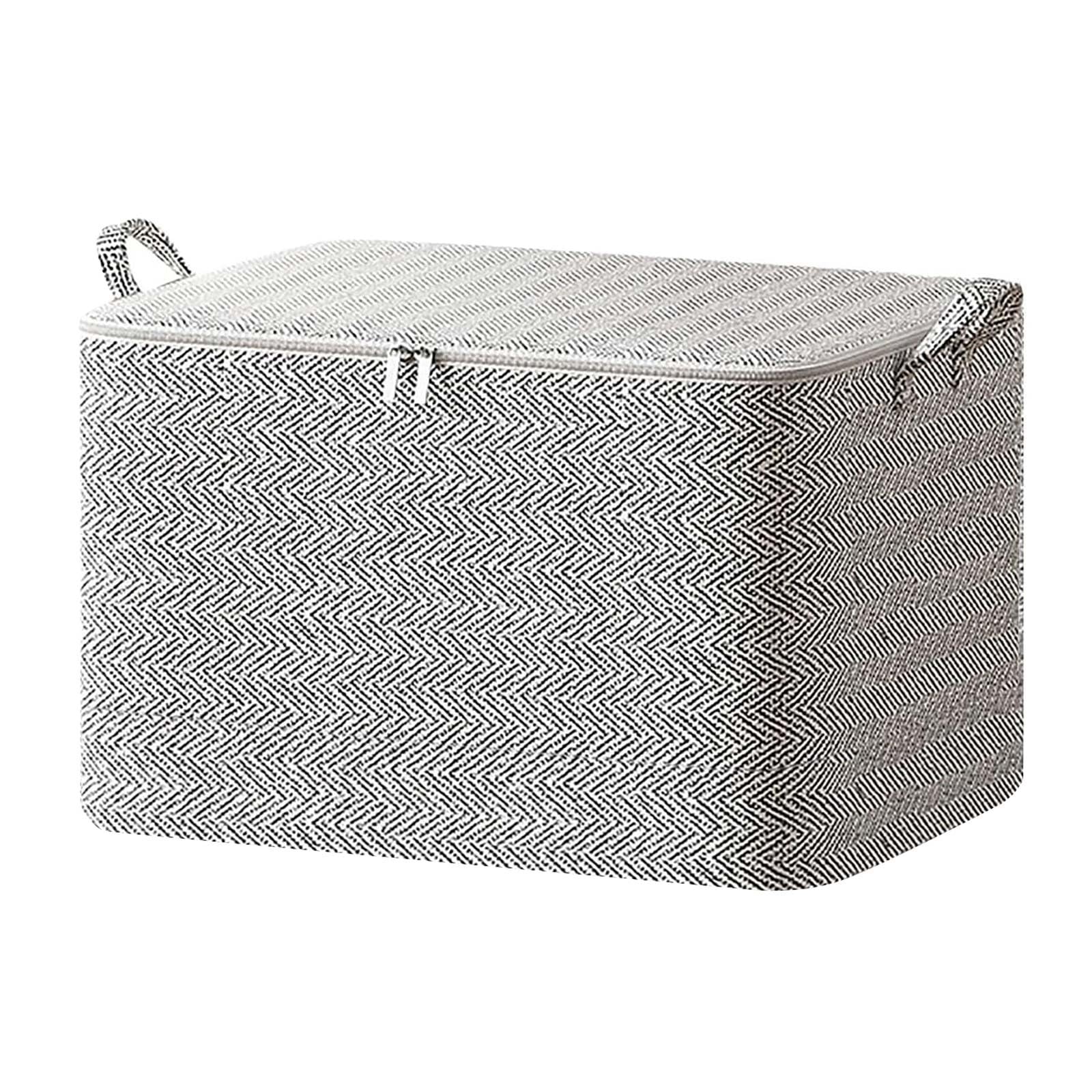 Large Blanket Storage Containers, Collapsible Storage Bins with Lids, Zip Storage Cube Bins with Handles Storage Cubes for Clothes Books (A, one size)