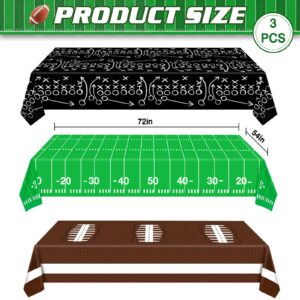 Esjay Football Party Decorations Supplies, Football Tablecloth Table Covers Disposable Plastic, Football Field Themed Birthday Decorations, 3 Pack (54”x72”)