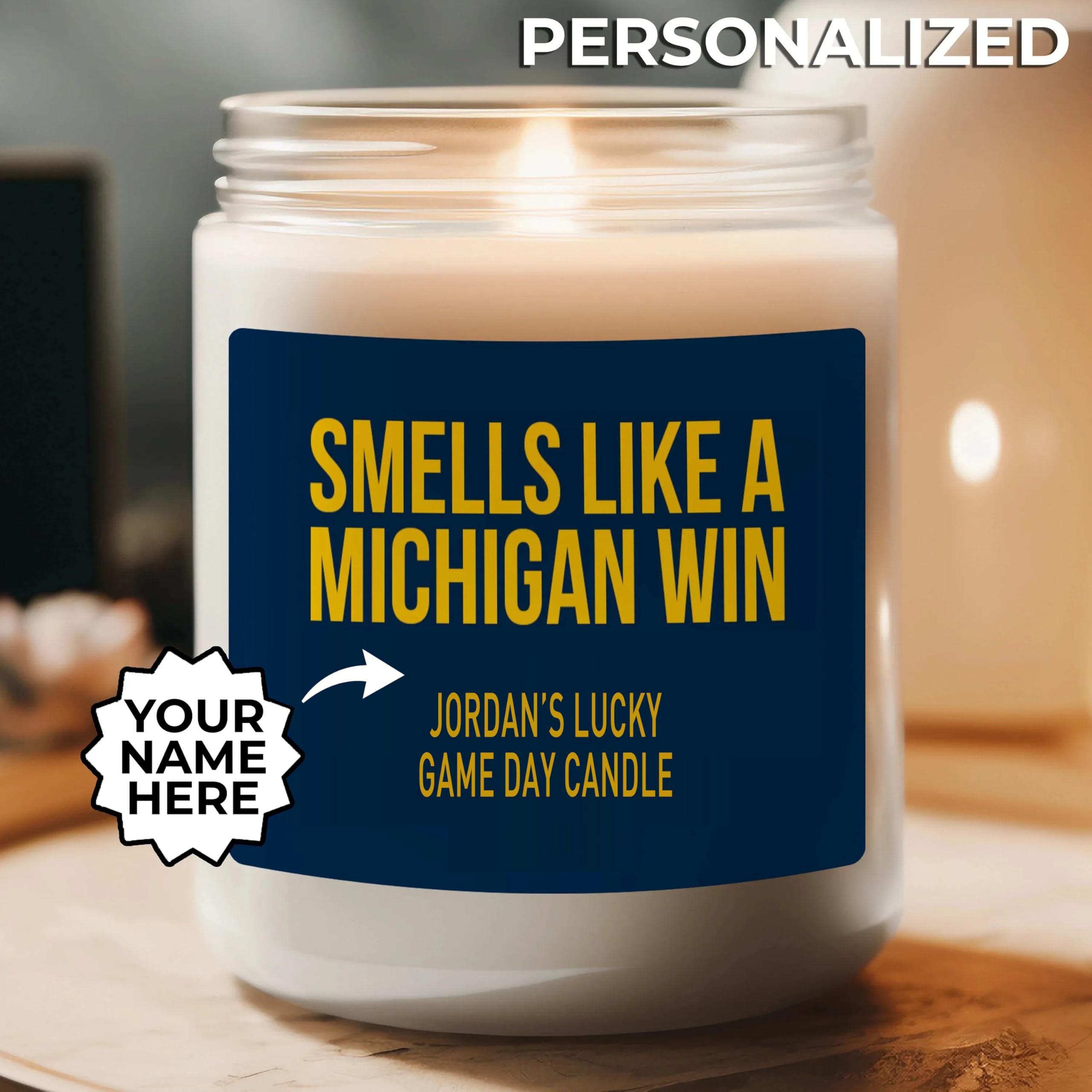 Personalized Smells Like A Michigan Win Candle, Wolverines Candle, Gift for Football Fan, Lucky Candle, Gift for Michigan Fan, Man Cave