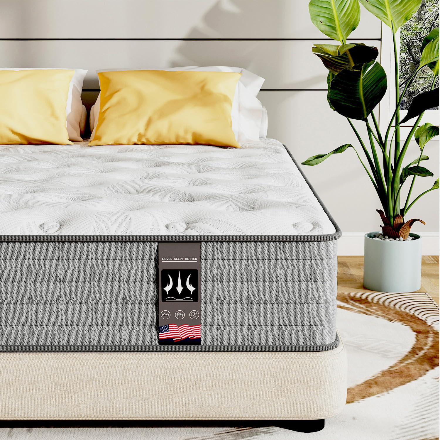 King Mattress, 12 Inch King Size Mattress in a Box,Memory Foam Hybrid Mattress,with Individual Pocket Spring for Motion Isolation & Silent Sleep, Pressure Relief,Medium Firmness,76"*80"*12"