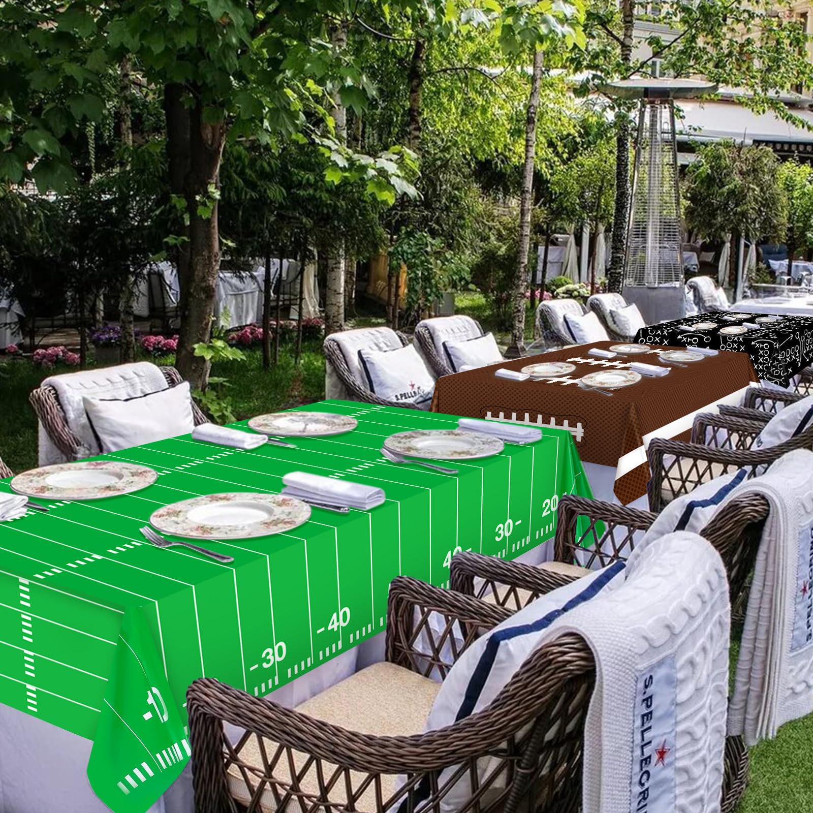 Football Tablecloth 4 Packs, Football Party Decorations, 54"X72" Plastic Table Cover for Football Party Supplies, Disposable Football Table Cloth for Football Theme Party Games