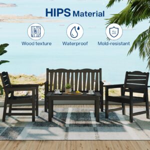 LAHAAP 36" Outdoor Coffee Table, Weatherproof HIPS Patio Coffee Tables for Outside, All Weather Outdoor Center Table with 220lbs Capacity for Deck, Garden, Balcony, Indoor or Outdoor Use, Black