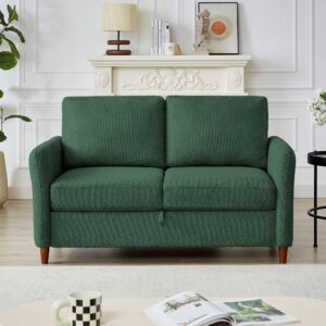 Chorlenimi Upholstered Loveseat Sofa Couch with Storage Space, Modern Love Seats with Armrest and 2 Pillows for Living Room, Bedroom, Apartment, Office and Small Spaces(Green, 2-Seat)