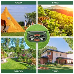 Solar Animal Repeller Outdoor,2024 Upgrade Cat Repeller Outdoor,Ultrasonic Squirrels Repellent Waterproof Dog Repeller,Deer Repellent Devices with Motion Sensor and Flashing Lights for Yard Garden