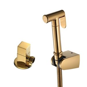 MINJING Bidet Sprayer for Toilet, Handheld Cloth Diaper Sprayer, Bathroom Jet Sprayer Kit Spray Attachment with Hose and Shower Angle Valve,Titanium Gold