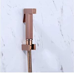 MINJING Bidet Sprayer, Single Cold Rose Gold Solid Brass Toilet Douche Kit Shattaf Shower Head Copper Valve Faucet Set,C Set