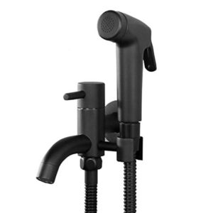 MINJING Black Handheld Bidet Spray Abs Shower Sprayer Set Toilet Faucet Shower Bidet with Hose and Holder Set d