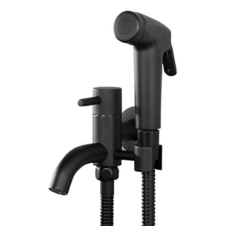 MINJING Black Handheld Bidet Spray Abs Shower Sprayer Set Toilet Faucet Shower Bidet with Hose and Holder Set d