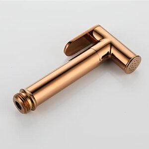 MINJING Handheld Bidet Sprayer for Toilet, Rose Gold Cloth Diaper Sprayer Kit Wall Mounted Brass Bidet Sprayer Set Single Handle Toilet Bidet Sprayer Kit with 150cm Shower Hose,Round