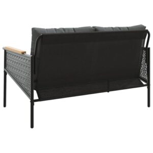 KCCLVER Patio Bench with Cushions 45.7" Black Steel,Outdoor Patio Bench with Cushions for Relaxation and Comfort in Outdoor Spaces Outdoor Furniture Sets