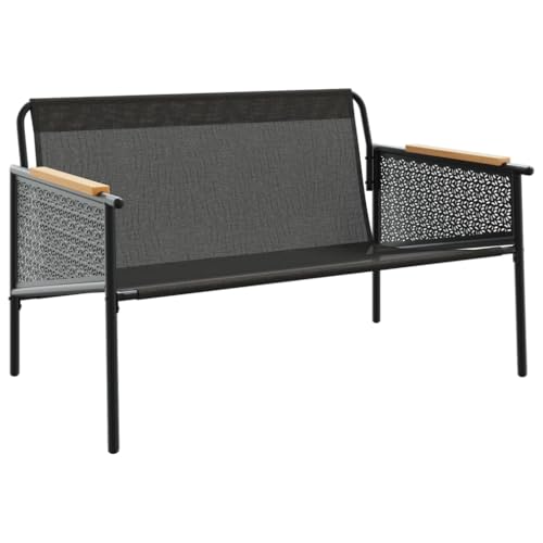 KCCLVER Patio Bench with Cushions 45.7" Black Steel,Outdoor Patio Bench with Cushions for Relaxation and Comfort in Outdoor Spaces Outdoor Furniture Sets