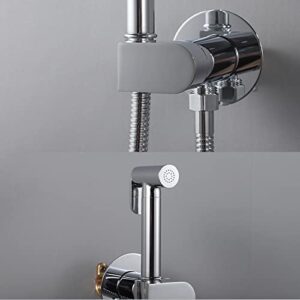 MINJING Handheld Bidet Sprayer for Toilet Hot and Cold Water Baby Cloth Diaper Sprayer Wall Mounted Brass Toilet Sprayer High Pressure Handheld Sprayer Kit for Personal Hygiene Cleaning,Chrome