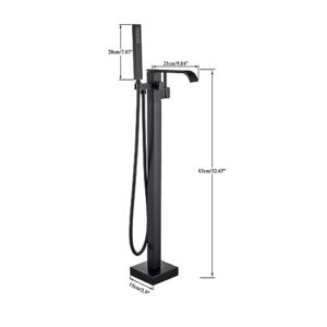 Floor Mounted Bathtub Shower Faucet Swivel Waterfall Spout Freestanding Bathroom Crane Black Bathtub Shower Faucet(Nickel B)