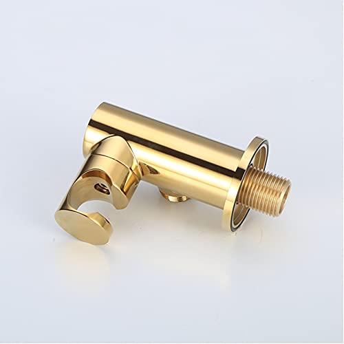 MINJING Handheld Toilet Bidet Sprayer, Solid Brass Douche kit Bathroom Shattaf Shower Bidet Faucet with Swivel Holder, Angle Valve, Titanium Gold,A