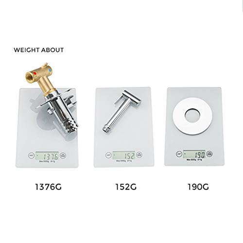 MINJING Bidet Faucet Chrome, Solid Brass Bathroom Bidet Mixer Tap, Handheld Bidet Sprayer for Toilet, Wall Mounted Toilet Bidet Sprayer, Hygienic Shower Faucet