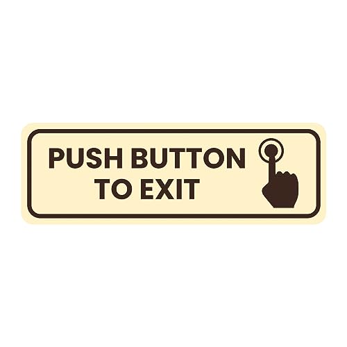 Fengbd Standard Push Button To Exit Door or Wall Sign (Ivory/Dark Brown) - 3" X 8"