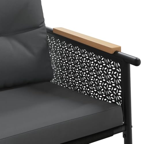 KCCLVER Patio Bench with Cushions 45.7" Black Steel,Outdoor Patio Bench with Cushions for Relaxation and Comfort in Outdoor Spaces Outdoor Furniture Sets