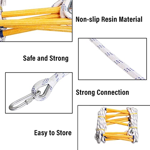 FGQCBBYC Rope Ladder Fire Escape Ladders 2-10 Storey Evacuation Safety Ladder,Emergency Fire Escape Ladder, for Indoor/Outdoor Weight Capacity up to 900Lb/8M/26.2Ft/18M/59Ft