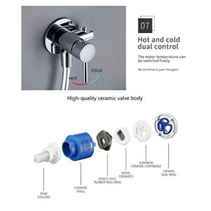 MINJING Wall Mounted Bidet Sprayer, Handheld Hot and Cold Water Bathroom Bidet Faucet Toilet Sprayers for Shower,Black