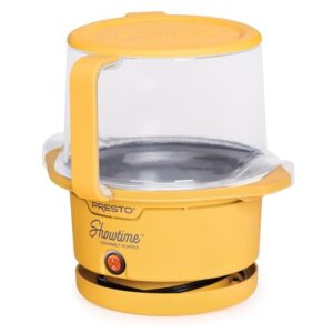 Presto 05206 Showtime Gourmet Oil Popcorn Popper - 9-Cups, Built-In Serving Bowl, Compact Design, Ceramic Nonstick, PFAS Free, Yellow