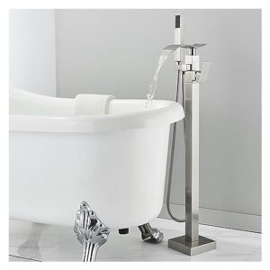 floor mounted bathtub shower faucet swivel waterfall spout freestanding bathroom crane black bathtub shower faucet(nickel b)