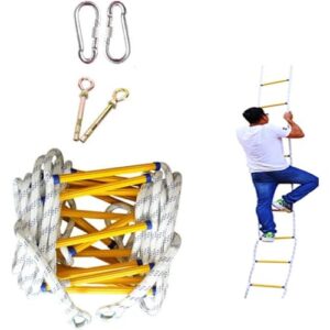 fgqcbbyc fire escape rope ladder for home - maximum load capacity 420kg - 2/3/4 storey height - window/balcony hooks - available in 3m to 50m lengths!,3m/9.8ft