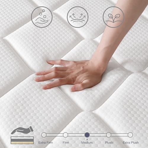 OGlAWA King Size Mattress Memory Foam 14 inch Gry King Mattress a Box indvidual Pocket Sping Breathable Comfontable for Sleep Suporive Pressure Reie. (14 inch, King)