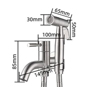 MINJING Bidet Sprayer Brushed, High Pressure Bathroom Hand Sprayer Kit, 2 Modes Sprayer, Stainless Steel Bidet Sprayer for Toilet, Cold Water Bidet Faucet