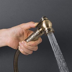 MINJING Hand Held Bidet Sprayer for Toilet, Antique Bronze Brass Toilet Bidets Faucet, Single Cold Water Sprayer Gun Kit, Wall Mount Hygienic Shower Set