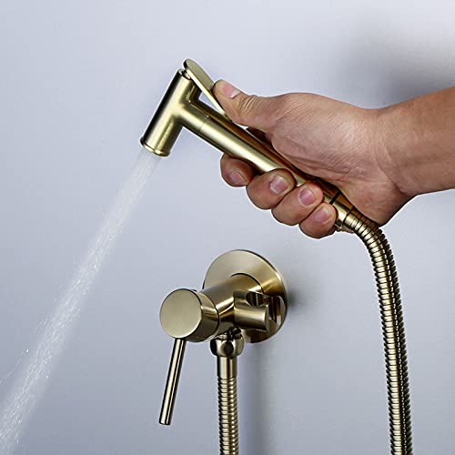 MINJING Hand Held Toilet Bidet Sprayer, Hot and Cold Water Toilet Sprayer, Baby Cloth Diaper Sprayer, Solid Brass Bidet Faucet for Personal Hygiene