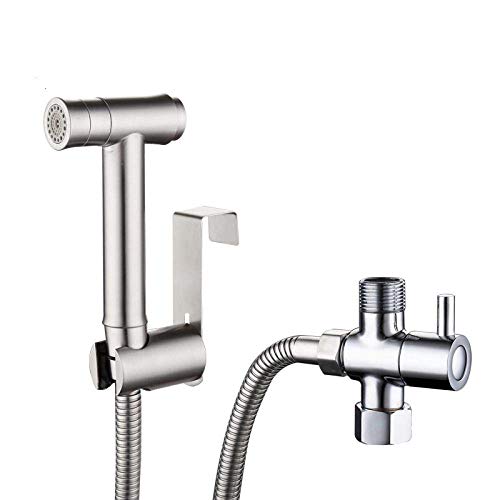 MINJING Portable Travel Bidet Sprayer Connects to Mixer Tap Handheld - 304 Stainless Steel Toilet Spray Gun Set Small Shower-Free Dual-Mode Toilet