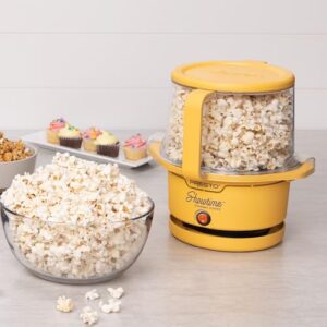 Presto 05206 Showtime Gourmet Oil Popcorn Popper - 9-Cups, Built-In Serving Bowl, Compact Design, Ceramic Nonstick, PFAS Free, Yellow